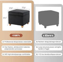 Adeco 17 Inch High Striped Flannel Black Cube Ottoman Storage, 3D Embossed Velvet Chair Foot Stools, Upholstered Vanity Stool with Hinged Lid, Solid Round Wood Legs by CozyNest Decor