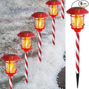 Dynaming 6 Pack Christmas Solar Flame Garden Lights Outdoor, Dual Use Flickering Flame Torch Candy Cane Pathway Marker, Xmas Hanging Lantern Lights, Waterproof & Auto On/Off for Patio Walkway Driveway by GreenHaven Gardens