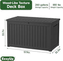 260 Gallon Outdoor Storage Box Waterproof, UV Resistant Resin Deck Box with Hydraulic Rod, Lockable Design and Enhanced Durability for Patio, Garden, and Poolside Use by GreenHaven Gardens