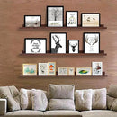 AZSKY Floating Shelves Deep Walnut for Wall Long Picture Ledge Shelf 48 Inch Beige Photo Ledge Shelves with Lip Wall Bookshelf for Kids Bedroom Living Room Bathroom Kitchen Wooden Spice Rack Set of 3 by CozyNest Decor