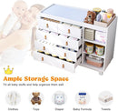 Baby Dresser with Changing Table Top, Baby Changing Table Dresser with 5 Drawers and Adjustable Shelves, Multi-Functional Diaper Changing Station, Nursery Organizer for Kids Bedroom, White by TinyTreasures Baby Boutique