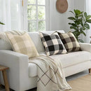 decorUhome Buffalo Plaid Check Throw Pillow Covers 22x22 Set of 2, Outdoor Decorative Farmhouse Neutral Pillow Covers with Stitched Edge for Bed Couch Sofa, Brown and Beige by CozyNest Decor