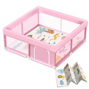 Pink Baby Playpen with Mat, 50x50 Inch Playpen with Mat Waterproof for Babies and Toddlers Play Pen for Girls Pink Playards Safety Gate Fence Active Center Indoor by TinyTreasures Baby Boutique