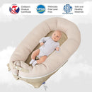 Baby Lounger, Deluxe Infant Lounger, Baby Nest Cover for Baby, Breathable Cotton, Adjustable Baby Floor Seat for Tummy Time, Newborn Essentials for Baby 0-12 Months (Khaki) by TinyTreasures Baby Boutique