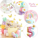 5th Birthday Decorations Girl, Slmeno Daisy Pastel Balloon Arch Kit 219Pcs, 5 Year Old Girl Pastel Rainbow Party Decorations, with Happy Birthday Banner, Cake Toppers, Gold Butterfly Decoration by TinyTreasures Baby Boutique