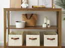 StorageWorks Storage Baskets for Shelves, Foldable Fabric Closet Storage Bins with PU Handles, Fabric Storage Bins Clothes Organizer, Ivory White, 3-Pack, Large by TinyTreasures Baby Boutique