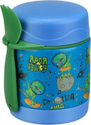 10oz Soup Thermo for Hot Food Kids,Lunch Thermo Kids Food Jar with Spoon Hot Insulated Food Containers,Leak Proof Stainless Steel Wide Mouth Lunch Food Thermo Jar for School(Blue-Dinosaur) by TinyTreasures Baby Boutique