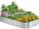 Quictent Galvanized Raised Garden Bed Kit, 8x4x1 ft Oval Metal Planter Box for Vegetables, Rubber Strip Edging Included (Silver) by GreenHaven Gardens