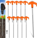 Hicarer 10 Pcs 20 Pcs 8'' Screw in Tent Stakes Heavy Duty Ground Metal Stakes for Inflatables with Hex Head Driver for Outdoor Camping Tent Inflatable Garden Decor (Orange) by CozyNest Decor