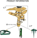 Hourleey 1/2 Inch Zinc Impact Sprinkler, 2 Pack Heavy Duty Lawn Sprinkler Head with Nozzles, Adjustable 0-360 Degree Impulse Watering Sprinklers for Large Coverage Garden Grass Yard Irrigation by GreenHaven Gardens