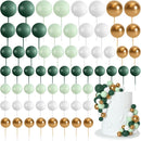 75 Pcs Cake Balls Topper Decorations Foam Cupcake Topper Mini Balloon Cake Topper Balls Cake Picks for Cake Deco Birthday Party Wedding（Green,Gold, White） by TinyTreasures Baby Boutique