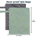 Tiny Twinkle Mess proof Waterproof Wet Dry Bag,2pk Reusable Wet Bags for Swimsuits&Baby Clothes,Leakproof Wet Bag,Waterproof Bag for Travel&Diaper bag,Wet Bags for Baby (Sage, Charcoal) by TinyTreasures Baby Boutique
