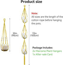 USLAI Macrame Plant Hanger Indoor Outdoor, Up to 4-15 inch Pot, Heavy 20lb Planters, Extra Long Strong Hanging Planter Basket Holder, Boho Home Decor, 35+72 Inch, Yellow (POTS NOT Included) by GreenHaven Gardens