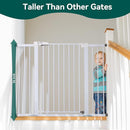 BABELIO 36" Tall Baby Gate, 29-48" Auto Close Pressure Mounted Dog Gate for Stairs, Doorways & Hallway, Protector Basics Easy Walk Thru Pet Gate, Metal Child Gate with 2*Y Spindle Rods, White by TinyTreasures Baby Boutique