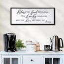 Bless the Food Before Us, the Family Beside Us, and the Love between us Framed Wall Art for Christian God Jesus Christ Prayer, 40''×15'' Positive Holy Religious Rustic Bible Verse for Dining Room by CozyNest Decor