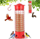 Squirrel Proof Bird Feeder for Outdoors, Weatherproof Metal Feeder, 4.5 lb Large Capacity, Weight-Activated Perches, Hanging Feeder for Cardinals, Finches, Wild Birds, Red by GreenHaven Gardens