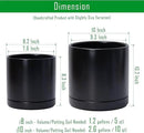 D'vine Dev 8 Inch & 10 Inch Ceramic Planter Pot for Plants with Drainage Hole and Saucer, Large Plant Pots Set, Black, 94-G-L-2 by GreenHaven Gardens