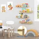 Forbena Natural Wood Nursery Bookshelves for Wall, 24 Inches Long Floating Book Shelves, Wall Mounted Bookcase for Baby Teen Girl Boy Kids Room Bedroom, Playroom Organizer, Bathroom Decor (4-Pack) by TinyTreasures Baby Boutique
