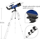 Telescope for Kids & Adults, 70mm Aperture 360mm Refractor (15X-150X) Telescope for Astronomy Beginners, Portable Travel Telescopes with Phone Adapter & 2 Eyepieces by TinyTreasures Baby Boutique