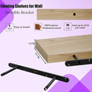 IAE Floating Wall Shelves 24 inch,Bathroom Shelves Wall Mounted,Invisible Shelves Floating Kitchen Shelves,Wooden Wall Shelves with Brackets for Living Room Wall Mounted,Easy Install,Set of 2,Natural by CozyNest Decor