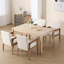 Kmax Modern Dining Chairs Set of 6 Linen Fabric Kitchen Arm Chairs Upholstered Accent Chairs with Wooden Legs for Dining Room, Living Room, Bedroom, White by CozyNest Decor
