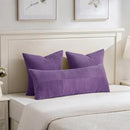 Fancy Homi 2 Packs Purple Big Decorative Throw Pillow Covers 24x24 Inch for Living Room Couch Bed, Farmhouse Boho Home Decor, Soft Corss Corduroy Patchwork Accent Square Cushion Case 60x60 cm by CozyNest Decor