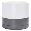 D'vine Dev 14 Inch Ceramic Planter Pot with Drainage Hole and Saucer, Indoor Cylinder Round Planter Pot, White/Speckled Grey, 94-O-G-6 by GreenHaven Gardens