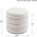 ONEVOG 20" Round Storage Ottoman with Removable Lid, Off-White Boucle Fabric Footrest Pouf, Sherpa Tufted Small Coffee Table Vanity Ottoman Foot Stools for Living Room Couch, Bedroom, Dorm, Nursery by CozyNest Decor