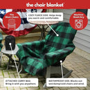 CITYBONFIRES The Chair Blanket – Reversible, Waterproof & Sherpa-Lined - Stretchable Elastic Back - Original Patio Chair Cover – Ideal for Homes and Outdoor Furniture- with Carry Pouch – Green Plaid by GreenHaven Gardens