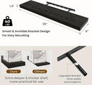 36 inch Floating Shelves Wall Shelves for Office with Invisible Brackets, 8 inch Deep Shelves for Bathroom, Living Room, Kitchen, Office, 36x7.9 inch deep Set of 2, Black by CozyNest Decor