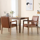 Kmax Modern Dining Chairs Set of 2 Faux Leather Kitchen Arm Chairs Upholstered Accent Chairs with Wooden Legs for Dining Room, Living Room, Bedroom, Brown by CozyNest Decor