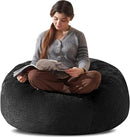 Bean Bag Chair 3Ft, Memory Foam Filled, Large Beanbag Chairs for Adults and Teens, Soft Sofa with Removable Flannel Cover, Round Couch for Living Room Bedroom College Dorm (Black, 3FT-36×36"×24") by CozyNest Decor
