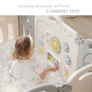 Fortella Cloud Castle Foldable Playpen, Baby Safety Play Yard with Whiteboard and Activity Wall, Indoors or Outdoors (Gray, 14 Panel) by TinyTreasures Baby Boutique