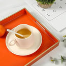 Spsyrine Orange Decorative Serving Tray with Handles, Elegant Plastic Coffee Table Tray for Ottoman, Living Room, Home Decor 15.6" X 10.2" by CozyNest Decor