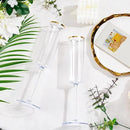 Ciaell 24 Pack Plastic Champagne Flutes - 6Oz Gold Rim Disposable Champagne Glasses - Square Clear Plastic Toasting Glasses for Party Birthday Anniversary Wedding by CozyNest Decor