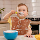 Mess Proof Baby Bib 3 Pack, Waterproof Led Weaning Baby Feeding Bibs with Food Catcher, Travel Feeding Bibs by TinyTreasures Baby Boutique