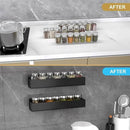 PMMASTO Adhesive Acrylic Spice Rack Organizer for Wall with Nano Double Sided Tape, Spice Shelf Organization for Kitchen Cabinet Door/Pantry Door, Wall Mount Seasoning Rack (Black-2 Pack) by CozyNest Decor