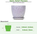 10inch Retro Ceramic Planter with Drainage Hole and Saucer for Multiple Plants, Indoor-Outdoor Garden Pots for Succulent, Orchid, and Flower (Fits Inner Pots Up to 9 Inch, Retro Purple) by CozyNest Decor
