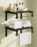 Deep Floating Shelves for Wall, 12 inch Wall Mounted Shelves Set of 2, Wide Floating Shelves for Living Room, Bedroom, Study, Bathroom, Black TBJ02P2BB by CozyNest Decor