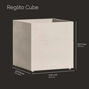Reglito Cube Planter – Fiberglass Indoor/Outdoor and Weather-Resistant Large Planter (Sand Stone, 27.6" L x 27.6" W x 28.1" H) by GreenHaven Gardens