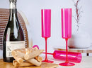 Ciaell 24 Pack Plastic Champagne Flutes - Hot Pink 6 Oz Disposable Champagne Glasses - Square Plastic Toasting Glasses for Party Birthday Anniversary Wedding by CozyNest Decor