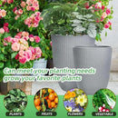 2 Pcs Pack 18.5 Inches Heavy Duty Plastic Resin Tall Tapered Planter Pots Large Round Planter Flower Pot with Drainage Holes for Indoor Outdoor Deck Porch Garden Home Patio Front Door (Light grey, M) by CozyNest Decor