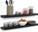 Homeforia Black Floating Shelves 36 inches Long, High End Solid Real Wood 36 inch Floating Shelf for Wall Mounted, Black Wooden 36in Floating Shelves, Heavy Duty Bracket, 36 X 6.5 X 1.75 in, Set of 2 by CozyNest Decor