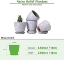 4 Inch Retro Ceramic Planter Set of 4 with Drainage Hole and Saucer for Plants, Indoor-Outdoor Small Garden Pots for Succulent, Herb and Flower (Fits Inner Pots Up to 3 Inch, Retro Purple) by CozyNest Decor