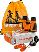 Adventure Kidz Outdoor Exploration Kit, Children’s Binoculars, Flashlight, Compass, Fox Whistle, Magnifying Glass, Backpack. Great Gift Set for STEM, Pretend Play, Ages 3+ Boys Girls by TinyTreasures Baby Boutique