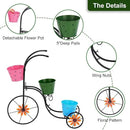 BAYN Bicycle Planter Stand, Metal Flower Pot Cart Holder with 3 Plant Bucket Outdoor Decorative for Patio, Deck, Garden or Lawn by GreenHaven Gardens