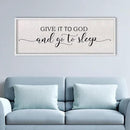 Give It To God And Go To Sleep Above Bed Wall Decor Sign 40"X15" Master Bedroom Over Bed Wall Wood Framed Art (White) by CozyNest Decor