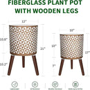 10 & 12 Inches Plant Pot with Stand, Large Modern Standing Planters for Indoor Outdoor Plants with Drainage Holes, Big Gold Floral Embossed Flower Pots with Legs by CozyNest Decor