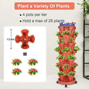Vertical Planter, 7 Tier Stackable Strawberry Planter with Garden Tool Set, Movable Indoor/Outdoor Garden Herb Pot for Growing Vegetables and Succulents, Red by CozyNest Decor