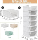 6 Pack Stackable Closet Storage Basket - Stackable Storage Bins, Multifunctional & Foldable Closet Organizer, Wardrobe Storage Space-Saving Clothes Storage Drawer Organizer, White by CozyNest Decor